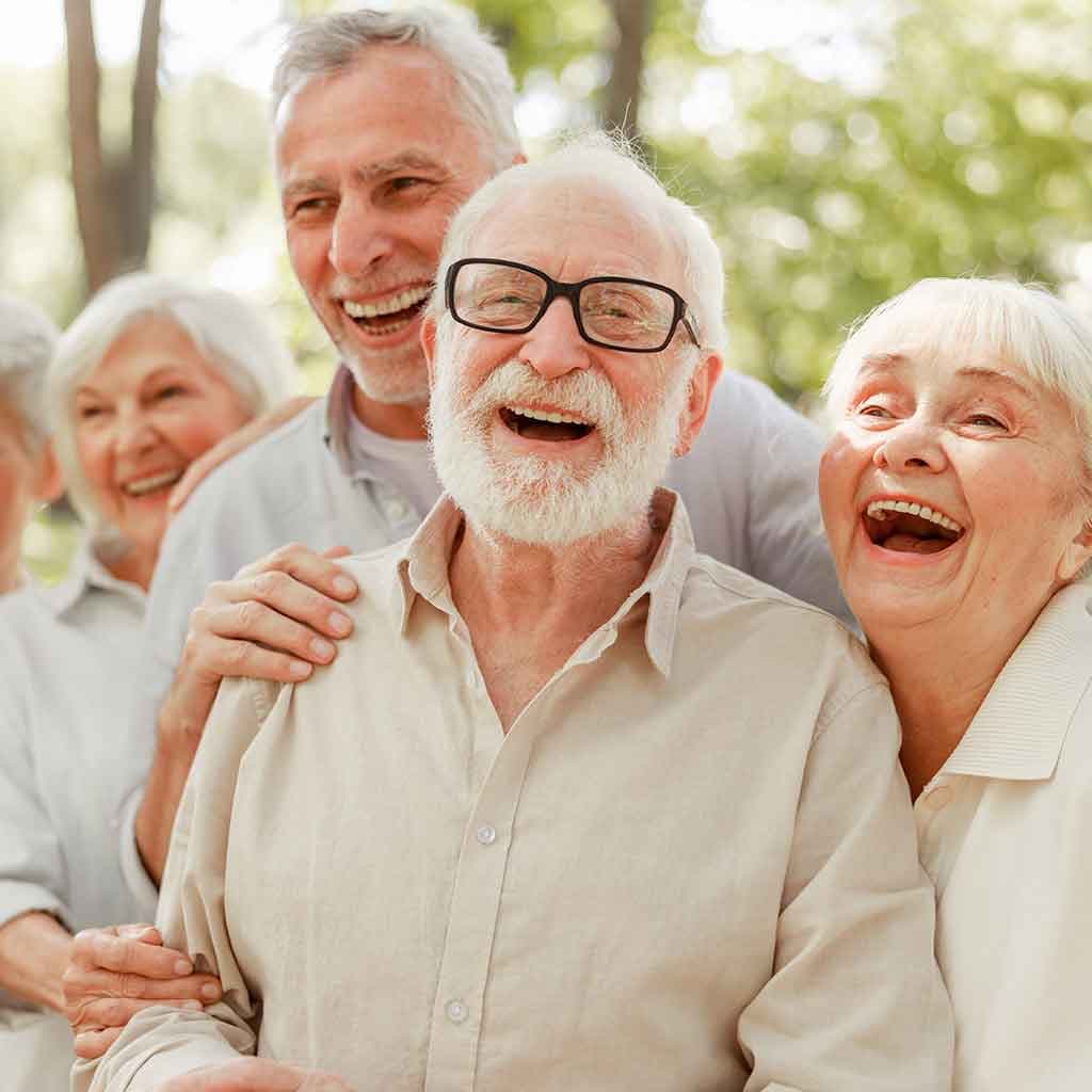 Smiling senior patients enjoying time together